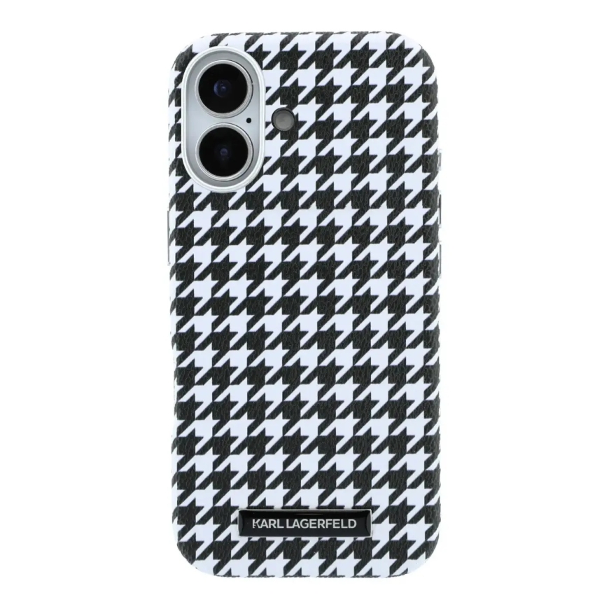 Karl Lagerfeld PU Houndstooth Resin Plate чехол с поддержкой MagSafe для телефона iPhone 17 чёрный – 2