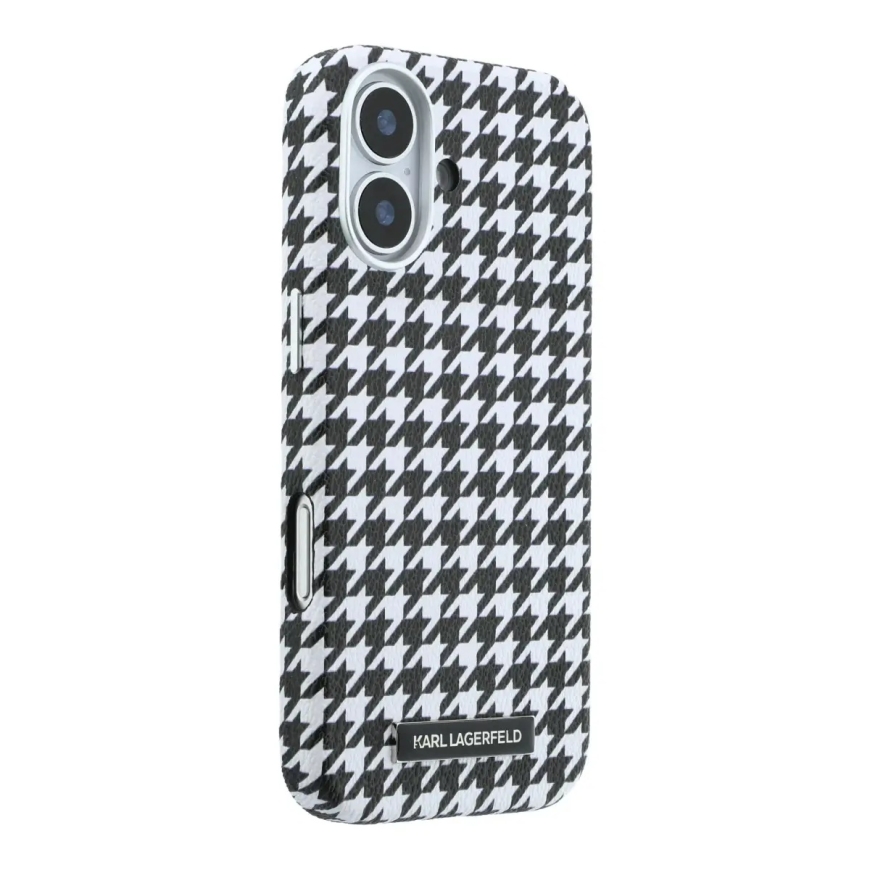 Karl Lagerfeld PU Houndstooth Resin Plate telefoni ümbris MagSafe toega iPhone 17 must – 3