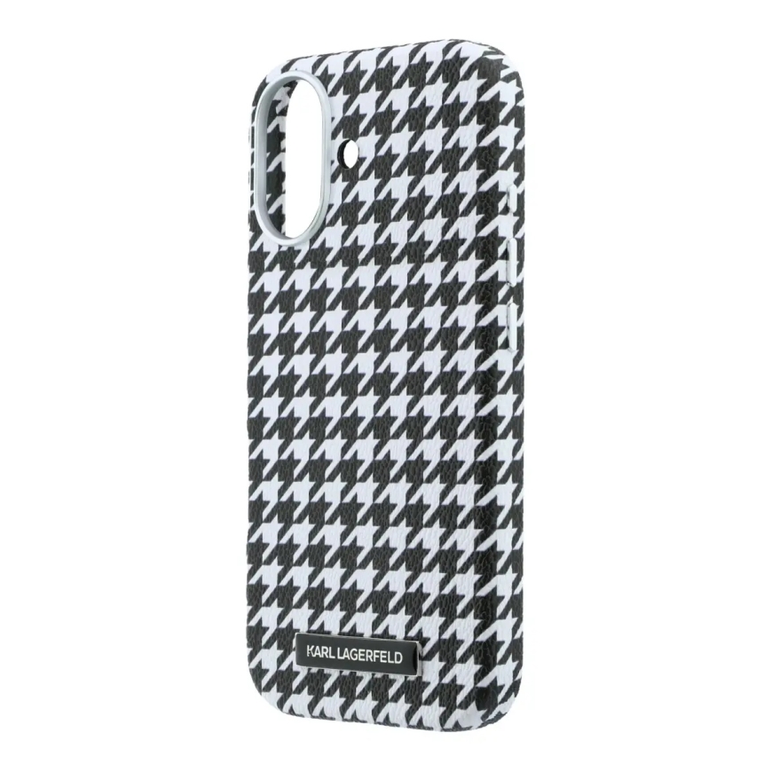 Karl Lagerfeld PU Houndstooth Resin Plate phone case with MagSafe support for iPhone 17 black – 4
