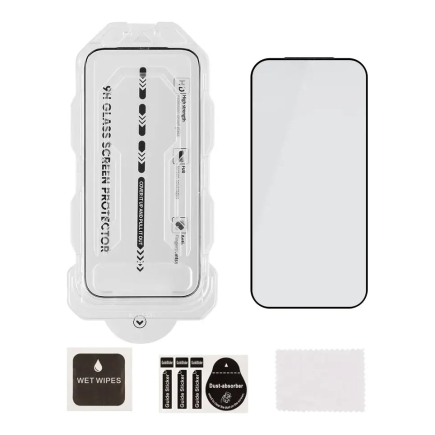 OBAL:ME 5D klaasscreeni kaitsekile koos aplikaatoriga Apple iPhone 17/17 Pro/18 Pro must