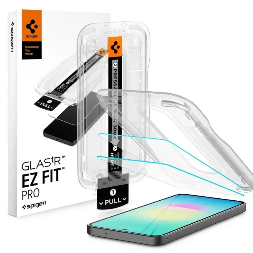Spigen GLAS.tR EZ Fit Pro aizsargstikls telefona ekrānam Samsung Galaxy A27 5G (A276) ar uzstādīšanas rāmi (2 gab.)
