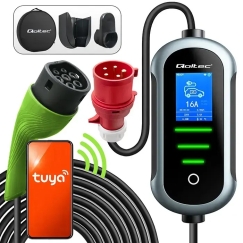 Зарядное устройство Qoltec Mobile EV для электрических автомобилей с 2-в-1 адаптацией Type 2 | 11kW | 400V | CEE 16A | Wifi | TU