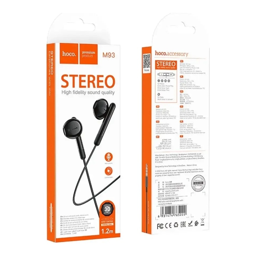 Laidiniai ausinės Jack 3,5 mm Hoco M93 juodos – 5
