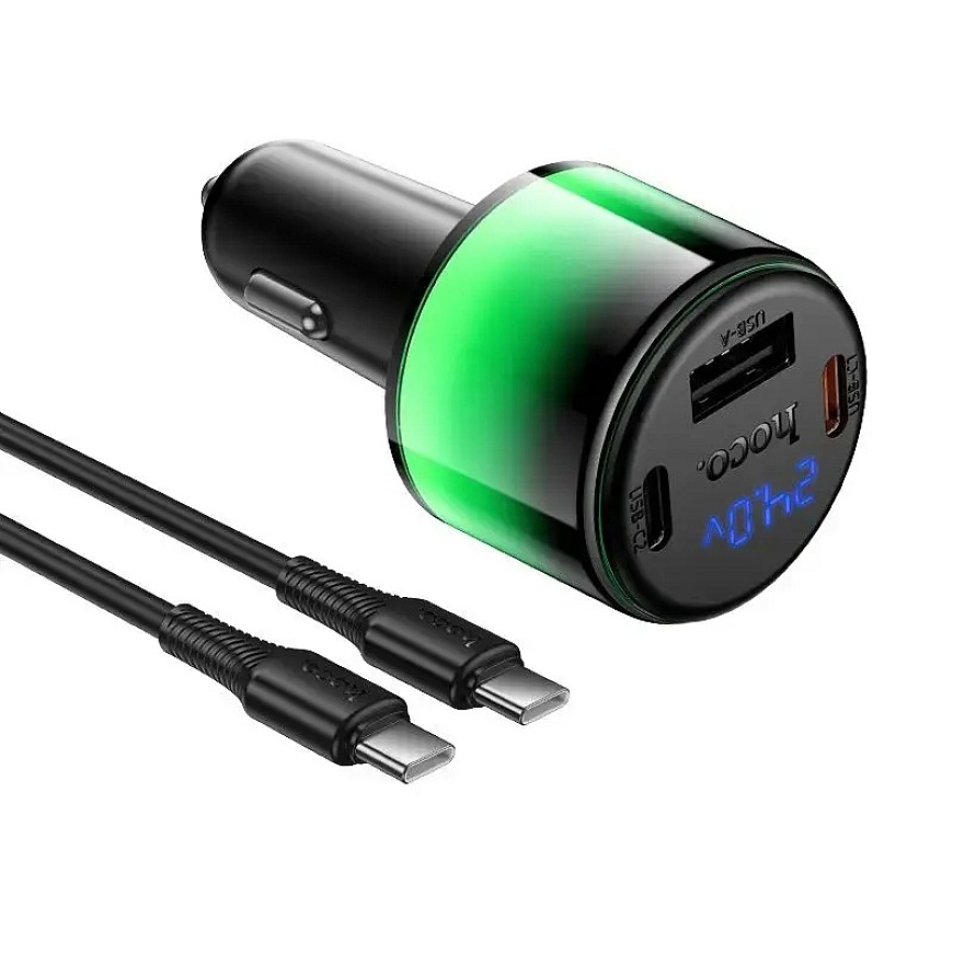 HOCO Z69A auton laturi | 37W | PD, QC | USB-A, USB-C | mukana USB-C - USB-C kaapeli | musta – 2