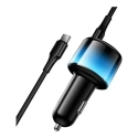 HOCO Z69A auton laturi | 37W | PD, QC | USB-A, USB-C | mukana USB-C - USB-C kaapeli | musta HOCO Z69A auton laturi | 37W | PD, QC | USB-A, USB-C | mukana USB-C - USB-C kaapeli | musta