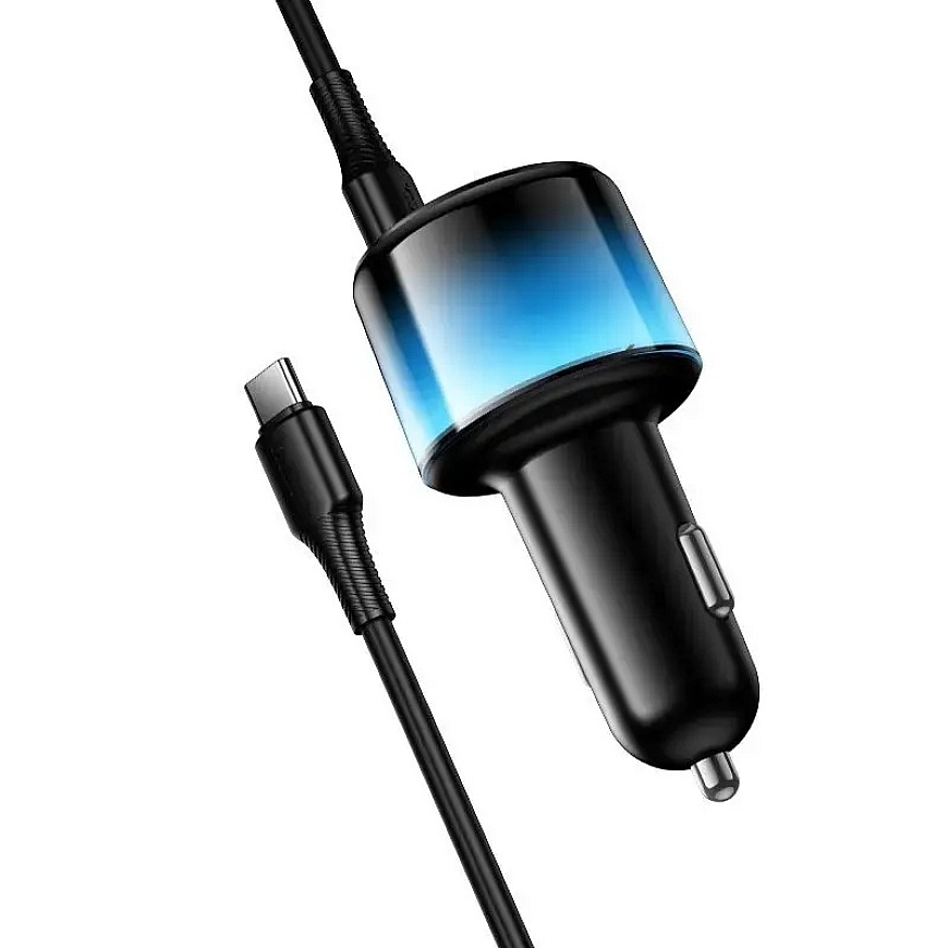 HOCO Z69A car charger | 37W | PD, QC | USB-A, USB-C | with USB-C to USB-C cable included | black – 5