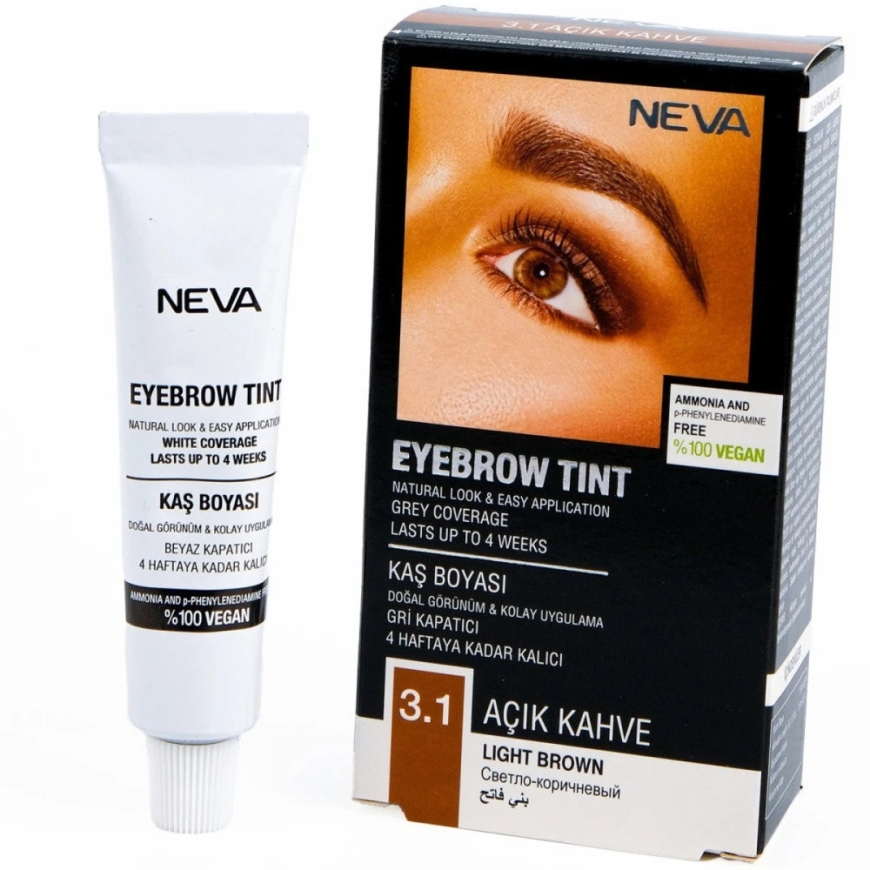 Neva Eyebrow Tint Permanent Hair Dye Light Brown, 30 ml – 2