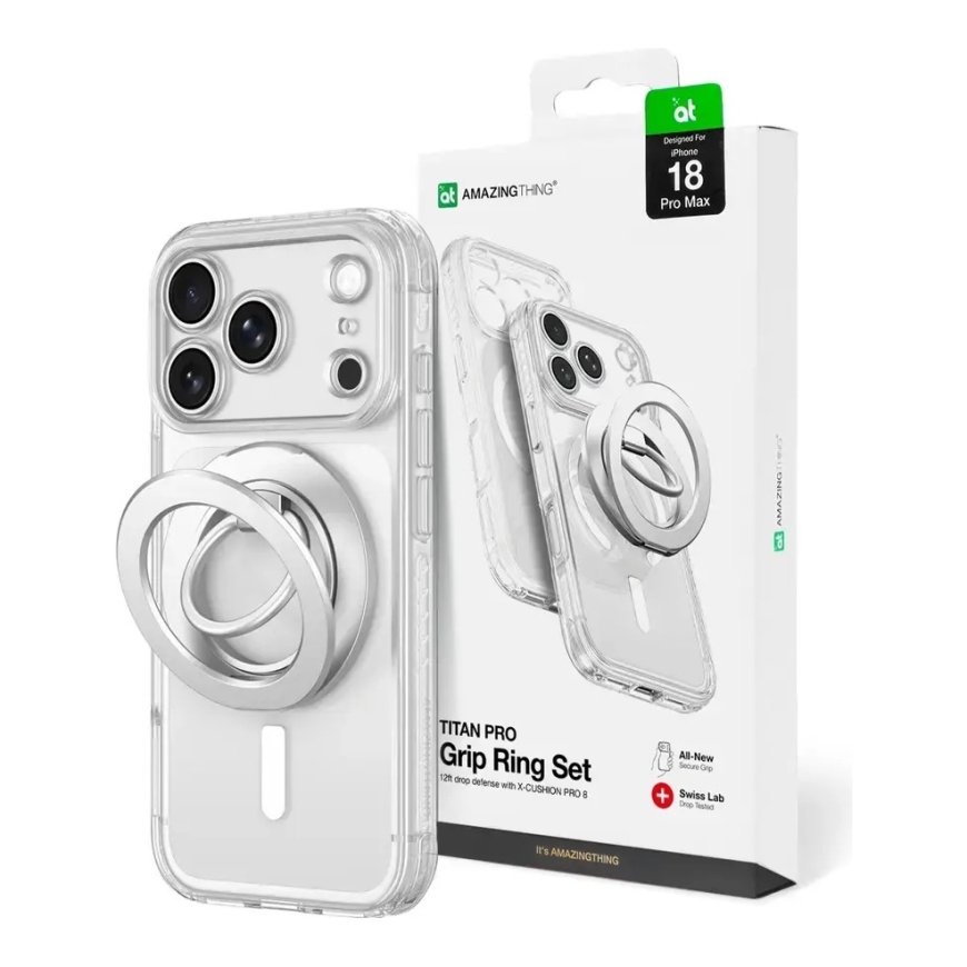AmazingThing Titan Pro objektiiviringi komplekt iPhone 18 Pro Max jaoks kaamerakatte ja magnetringiga, ühilduv MagSafe'iga - Cl