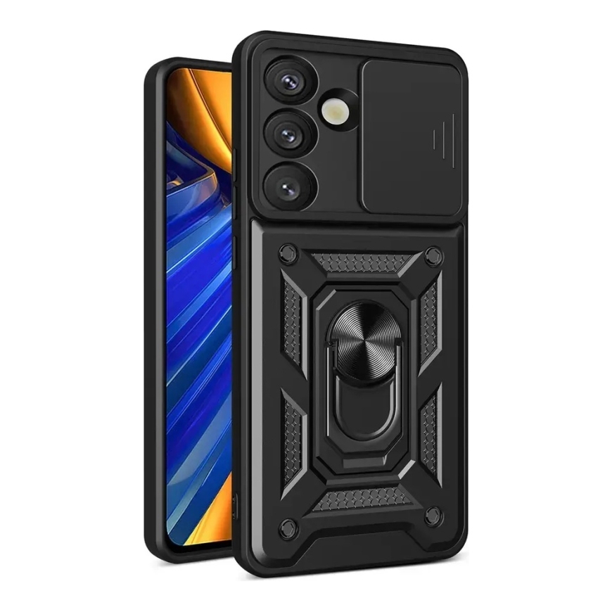 Гибридный бронебойный чехол Camshield с подставкой и защитой камеры для Vivo Y39 5G / Y300i 5G - Черный