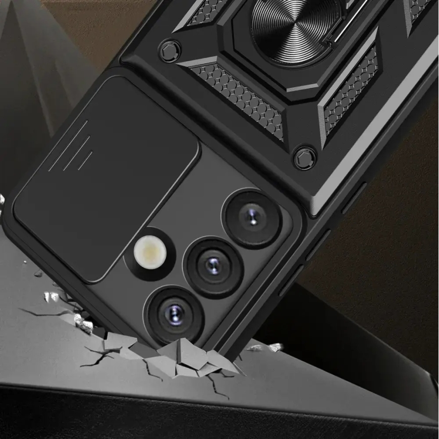 Hybrid Armor Camshield Case with Stand and Camera Cover for Vivo Y39 5G / Y300i 5G - Black – 2
