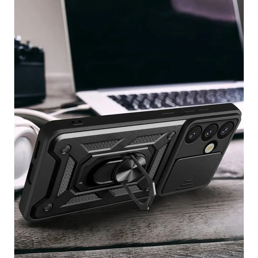Гибридный бронебойный чехол Camshield с подставкой и защитой камеры для Vivo Y39 5G / Y300i 5G - Черный – 4