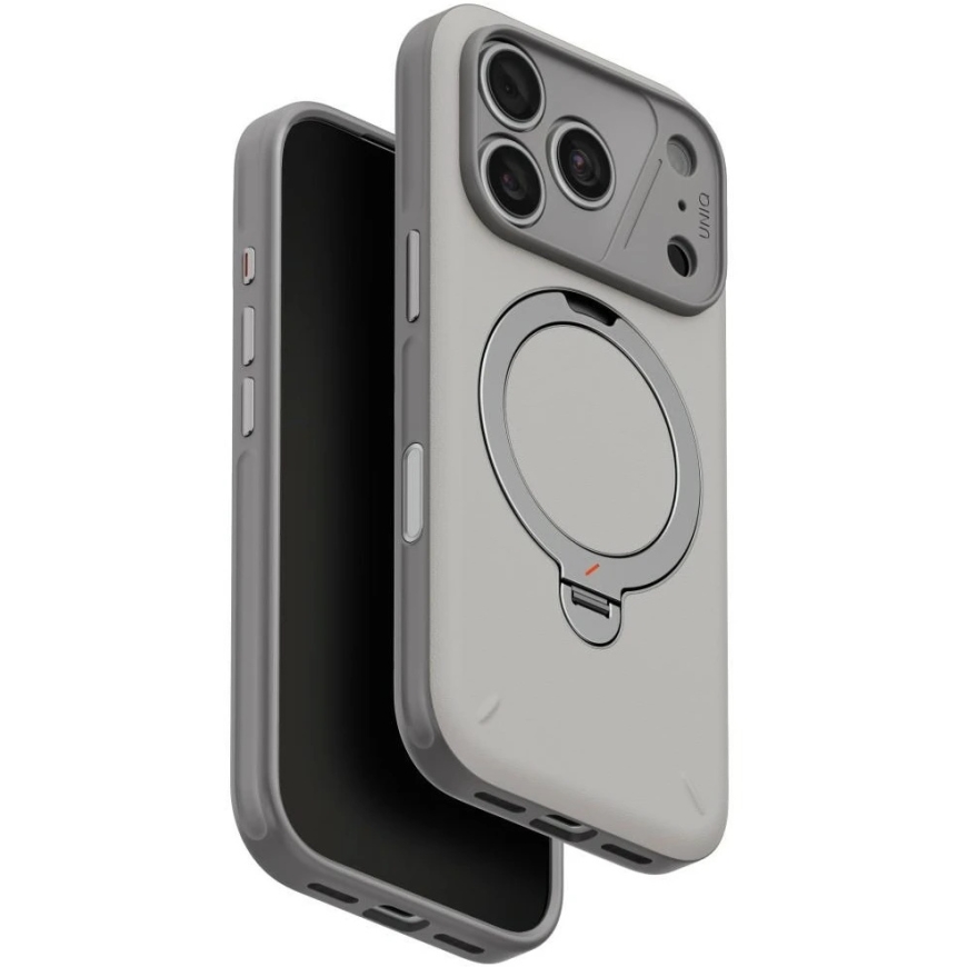 UNIQ Elix kate iPhone 18 Pro / 17 Pro, 360-kraadise pööratava alusega, helehall – 2