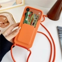 Silicone telefono dėklas su dirželiu su kortelių dėklu ir dirželiu per petį iPhone 17 Pro | iPhone 18 Pro oranžinis