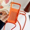 Silicone phone case with card slot and crossbody strap for iPhone 17 Pro | iPhone 18 Pro orange