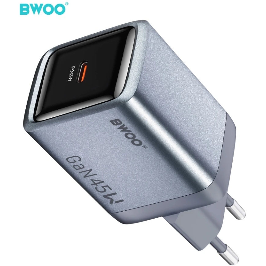 BWOO BO-CDA238 sieninis įkroviklis 1xUSB-C 3A PD 45W pilkas su PPS – 2