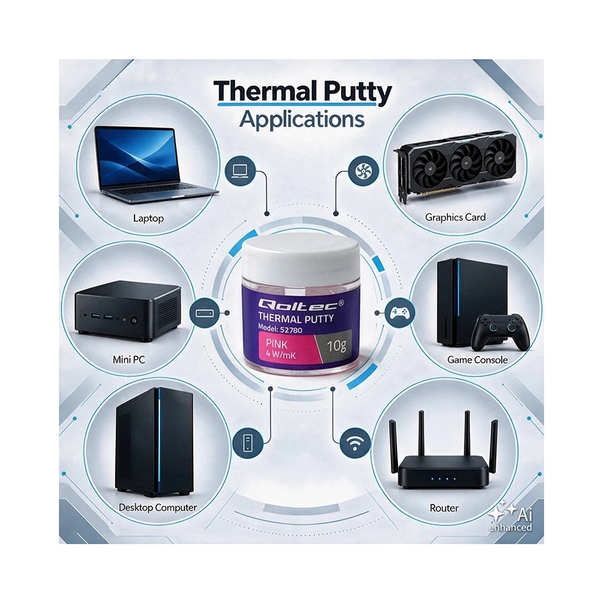 Qoltec Augstas Siltuma Vadītspējas Pasts | Termopasta Masa 4 W/m-K | 10 g | Rozā – 3