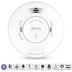 Alecto SDV10 suitsedetektor. Toide elektriboost + 5-aastane aku varu