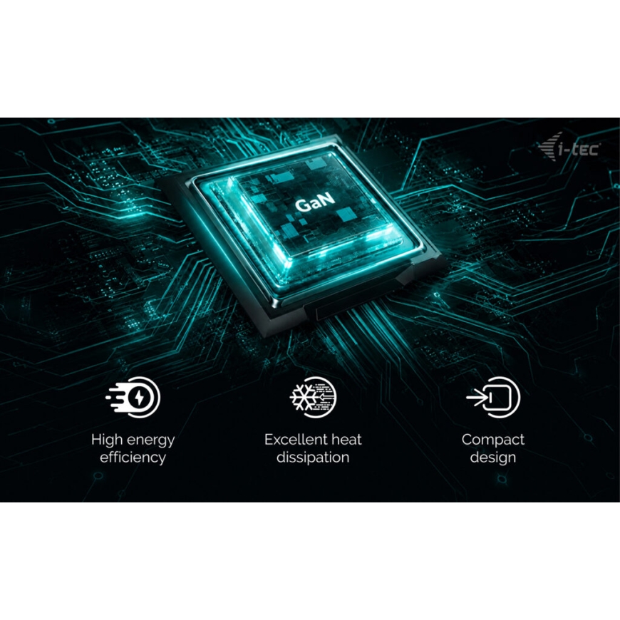 i-tec 65W USB-C GaN lādētājs ar Power Delivery | Kompakts universālais strāvas adapteris klēpjdatora – 5