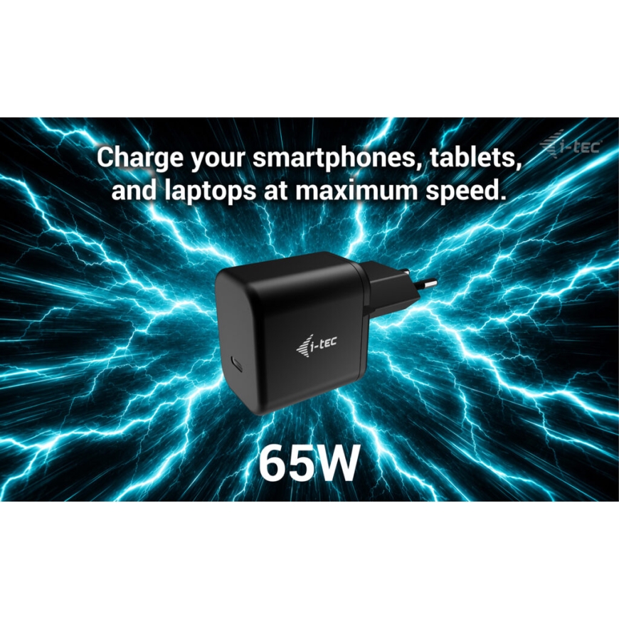 i-tec 65W USB-C GaN lādētājs ar Power Delivery | Kompakts universālais strāvas adapteris klēpjdatora – 8