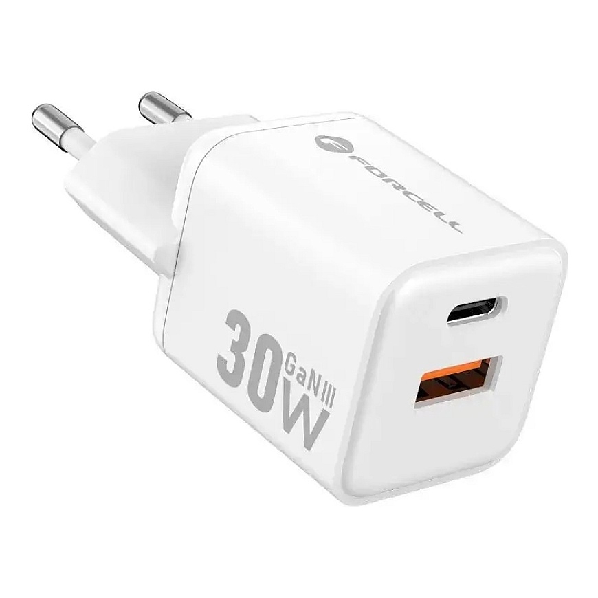 Forcell F-Energy Mini travel charger | 30W | PD, QC, GaN | USB-C, USB-A | white – 2