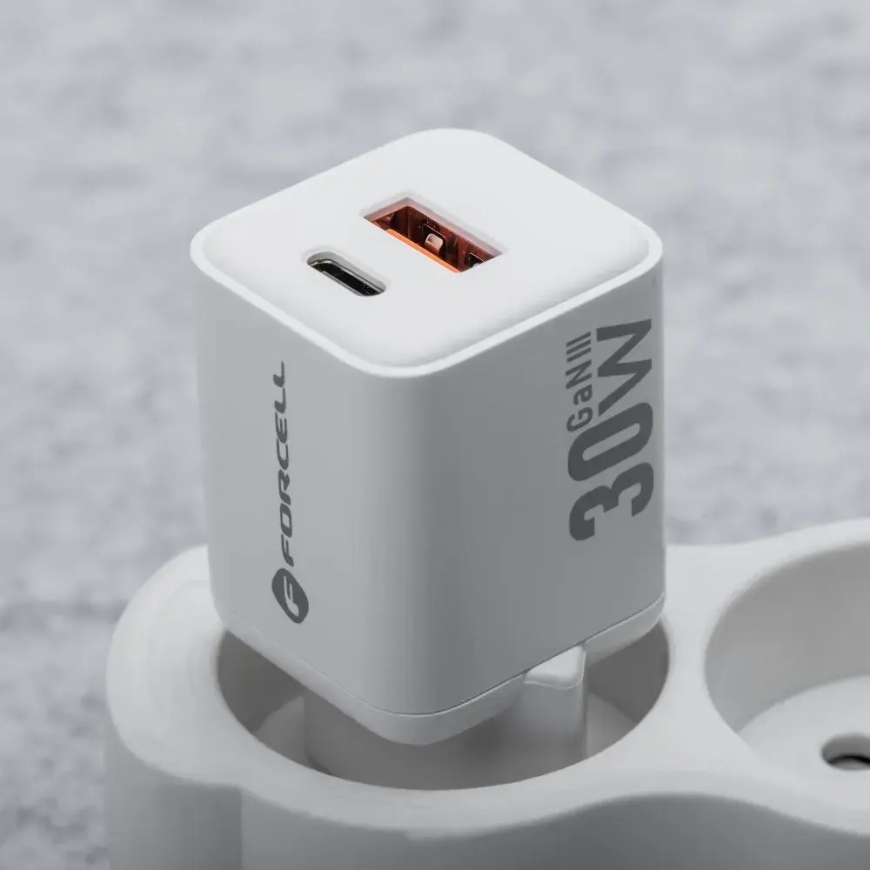 Forcell F-Energy Mini matkalaturi | 30W | PD, QC, GaN | USB-C, USB-A | valkoinen – 3