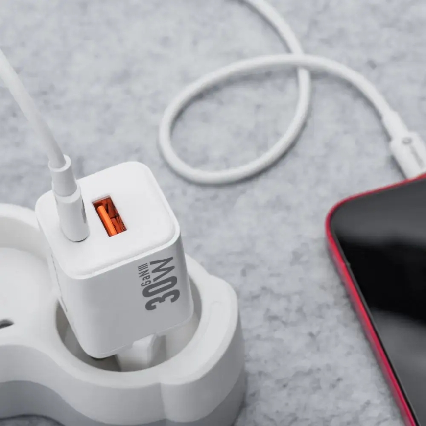 Forcell F-Energy Mini tīkla lādētājs | 30W | PD, QC, GaN | USB-C, USB-A | balts – 4
