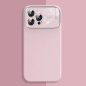 Soft Silicone Lens phone case for iPhone 13 Pro Max pink