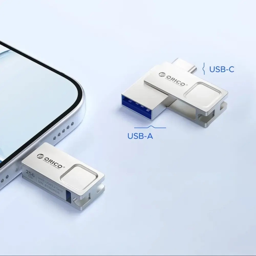 Orico U301 128GB USB-A USB-C USB 3.2 Gen 1 zibatmiņa - sudrabs – 4