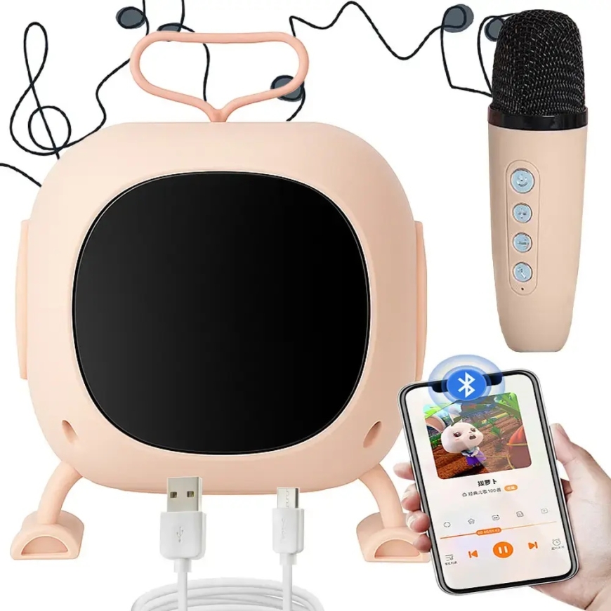 Fusion karaoke skaļrunis ar mikrofonu | Bluetooth | RGB rozā