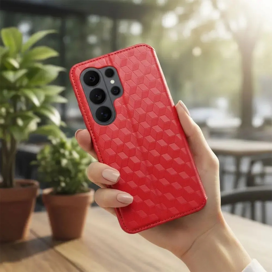 Cubic Book grāmatveida maciņš telefonam Samsung Galaxy A27 5G (A276) sarkans – 5