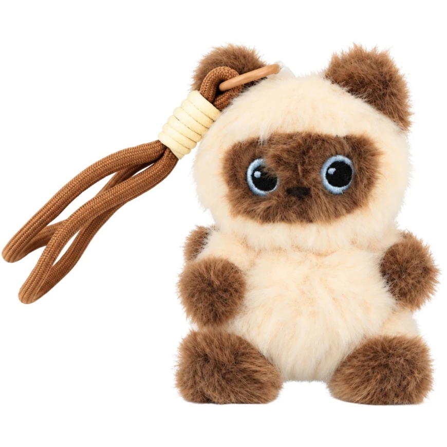 Lean Toys Mīkstā kaķēna atslēgu piekari ar stiprinājuma cilpu, krēmkrāsas un brūnas, 12 × 9 × 6 cm – 3