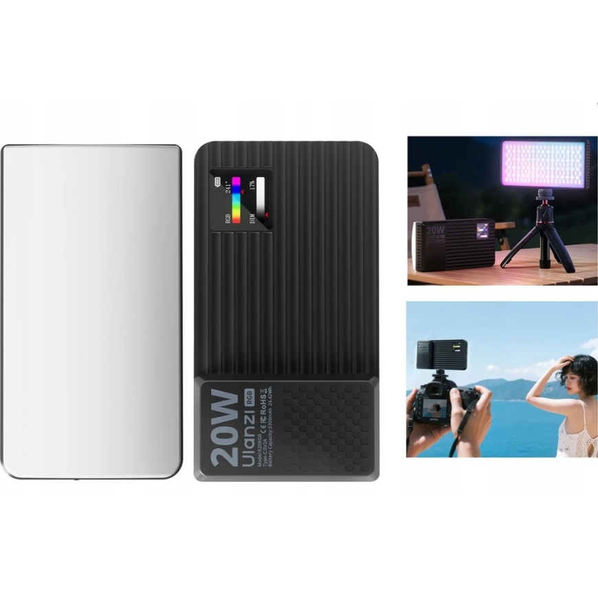 Ulanzi 20 W RGB LED valgus telefonikaamerale / videokaamerale, 1800–9000 K / 95 RA, K20RGB
