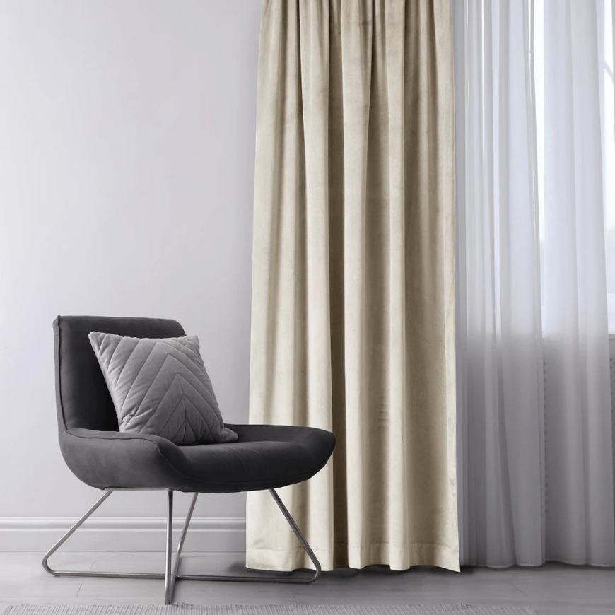 Samettiverho silmukoilla AmeliaHome 285 × 250 cm, Hiekka väri – 3