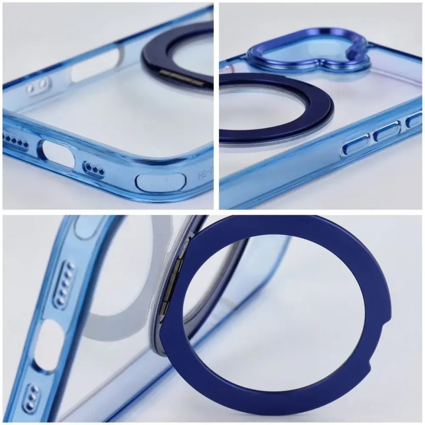 Чехол для iPhone 13 с рамкой и подставкой, совместимый с MagSafe, тёмно-синий – 5