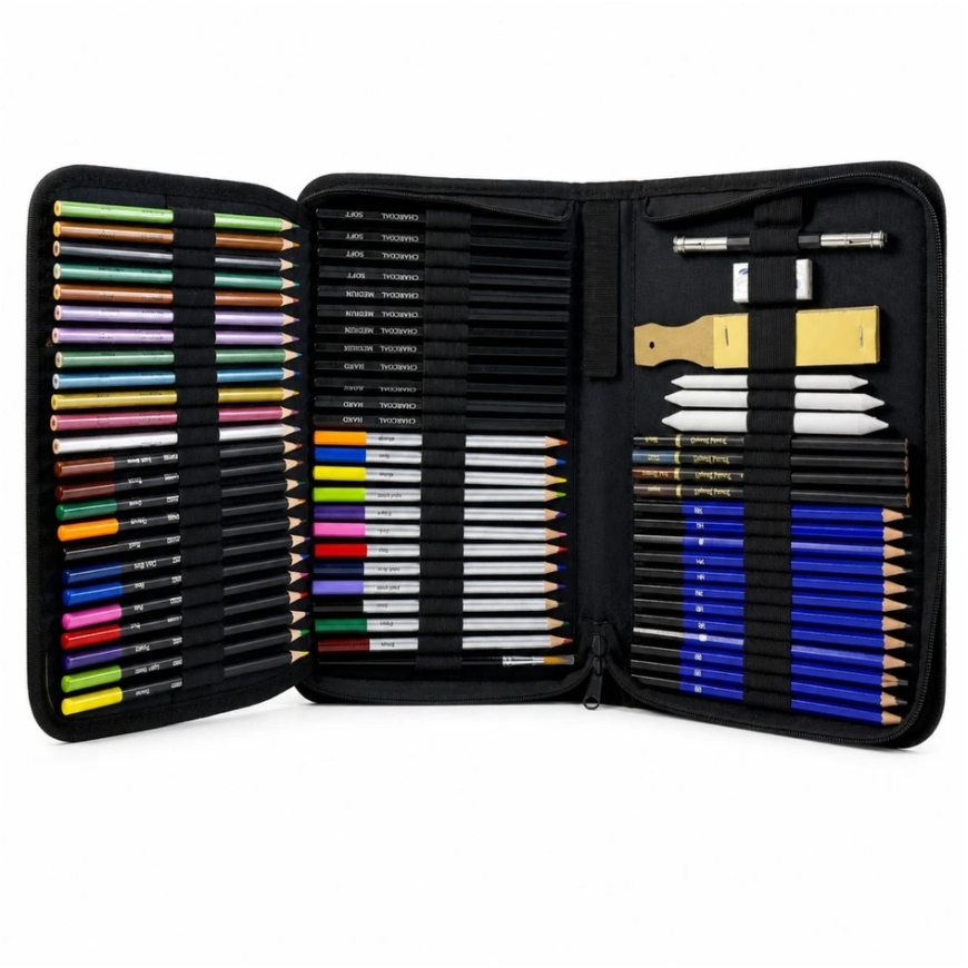 Lean Zīmēšanas un skicēšanas komplekts mapē, melns, 74 gb. – 3