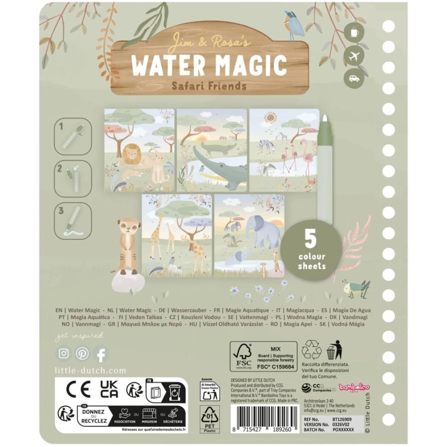 Little Dutch Vanduo Color Book ´Rosa & Safari Friends´ – 2