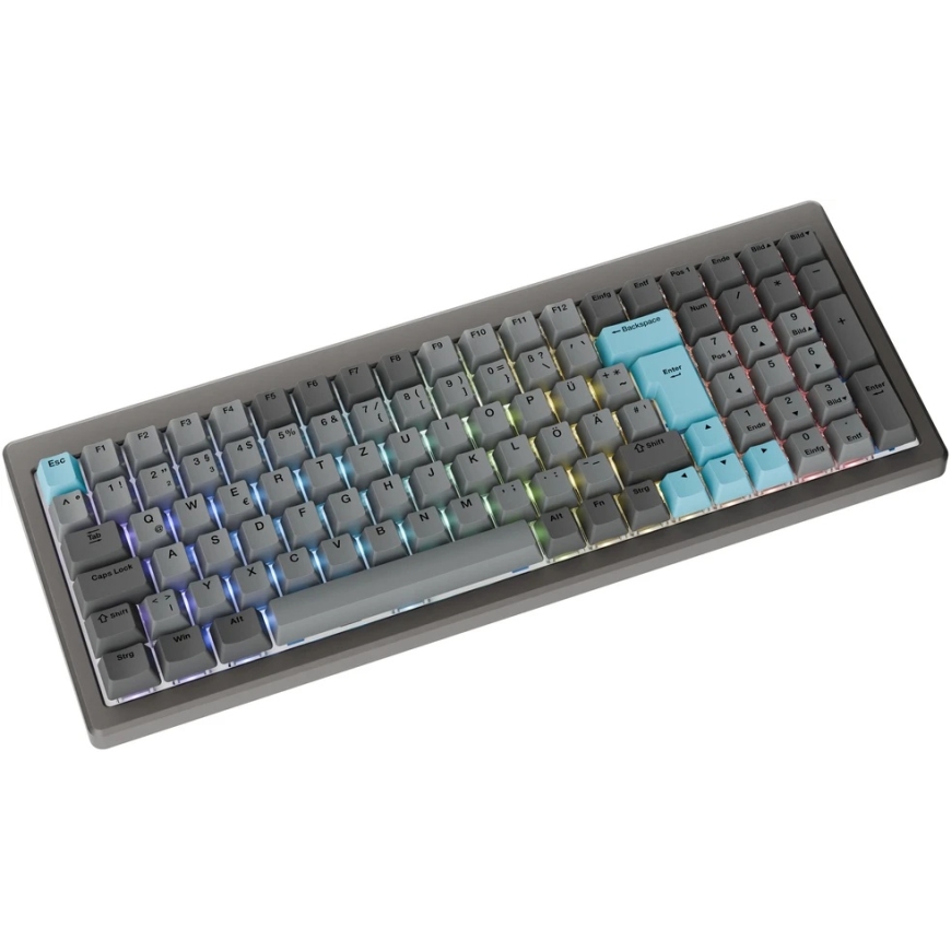 Ducky Cushion 98 Gaming Keyboard, 96%, DE Layout (ISO), Shush Green Switches - Nickel – 2