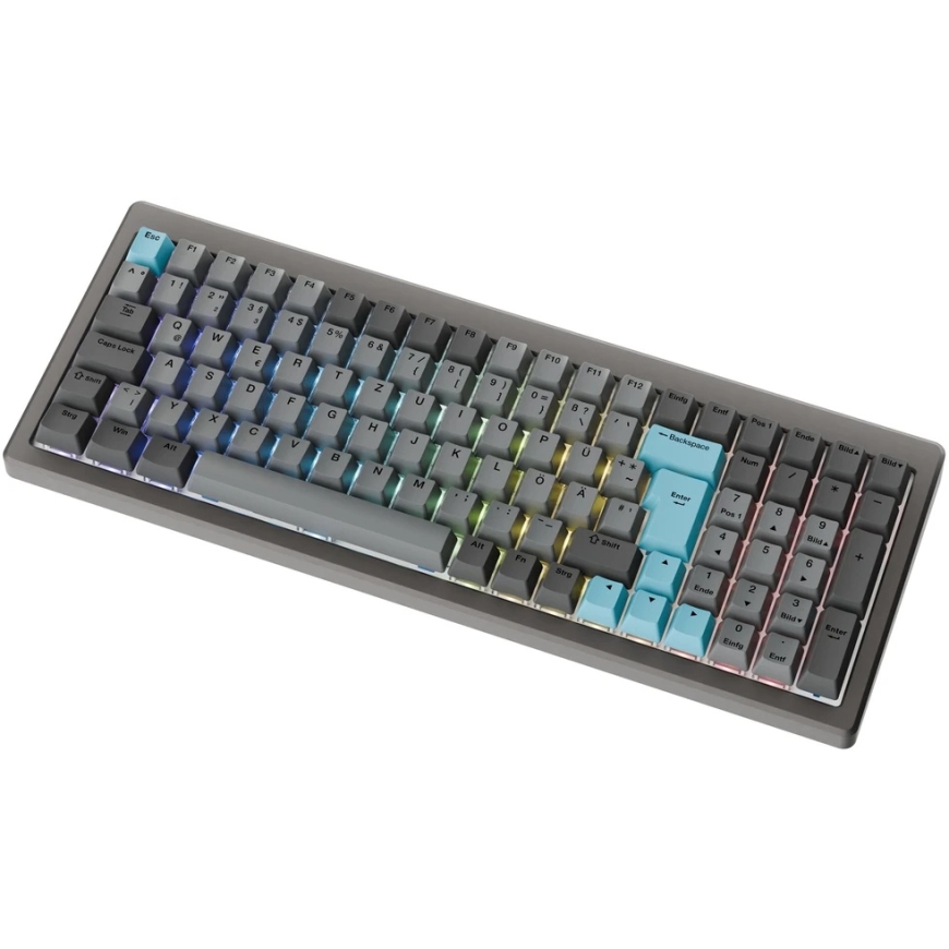 Ducky Cushion 98 Spēļu Tastatūra, 96%, DE Izvietojums (ISO), Shush Zaļie Slēdži - Nikelis – 3
