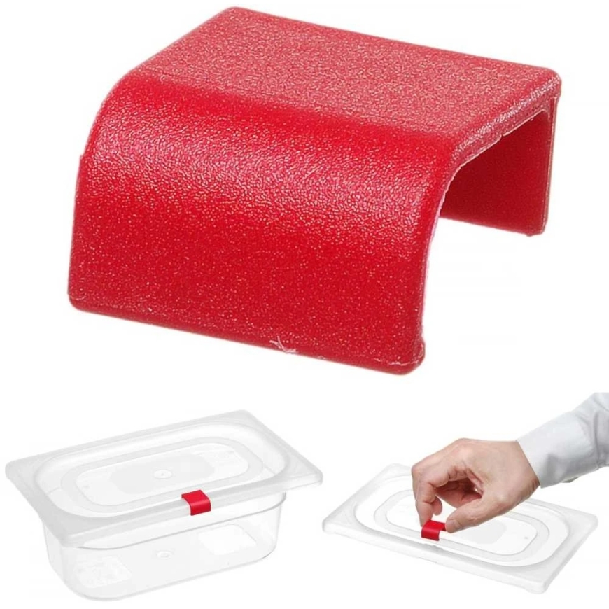 Hendi HACCP food container clamps, 12 pcs - red