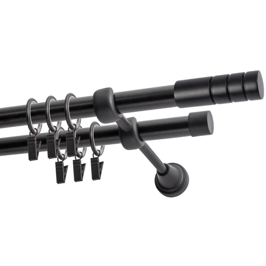 Decastyl Double Curtain Rod FI 19 mm Black 200 cm TECHNO with Wheels KOWALSKI