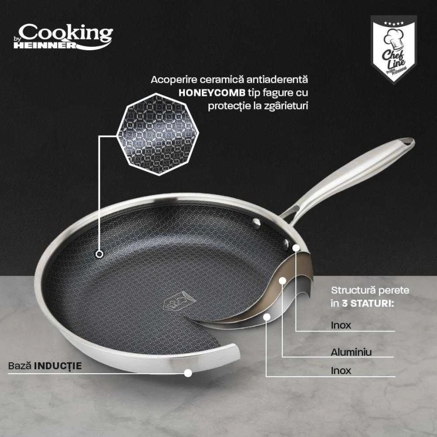 STAINLESS STEEL FRYING PAN, 3 LAYERS, 20X4 CM, TITANIUM 3, "COOKING BY HEINNER" – 4