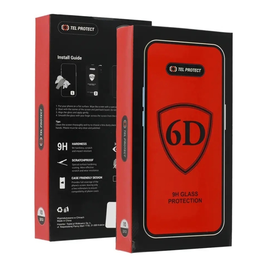 Tel Protect Pilnas Klijai 6D Stiklas IPHONE 17 AIR Juodas - 10 PAK.