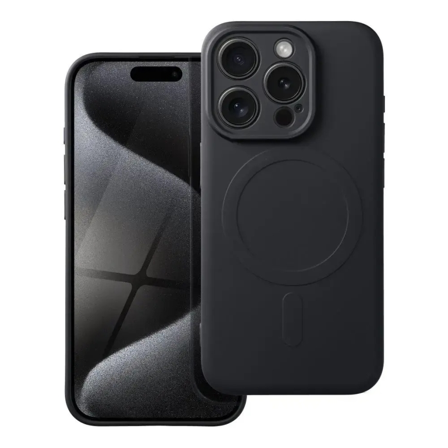 SILICONE MAG COVER telefono dėklas su MagSafe palaikymu iPhone 15 Pro juodas