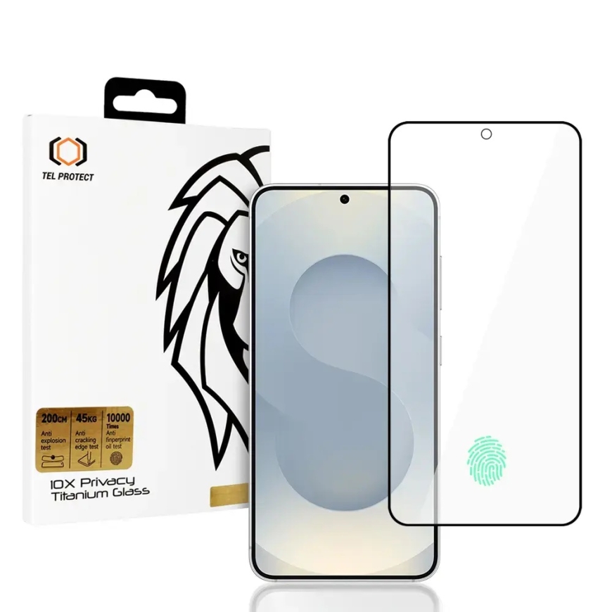 Защитное стекло Tel Protect 10X Privacy Titanium для Galaxy S25+ | Galaxy S24+ (эффект приватности) (совместимо со сканером отпе