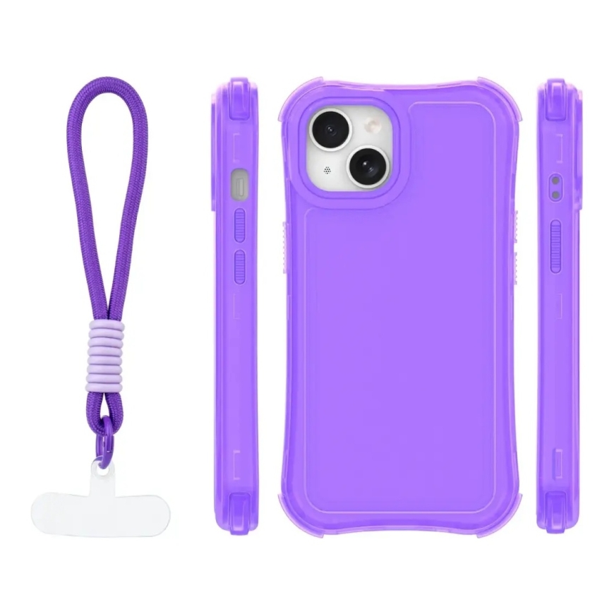 Safepop telefono dėklas su dirželiu iPhone 14 violetinis – 2