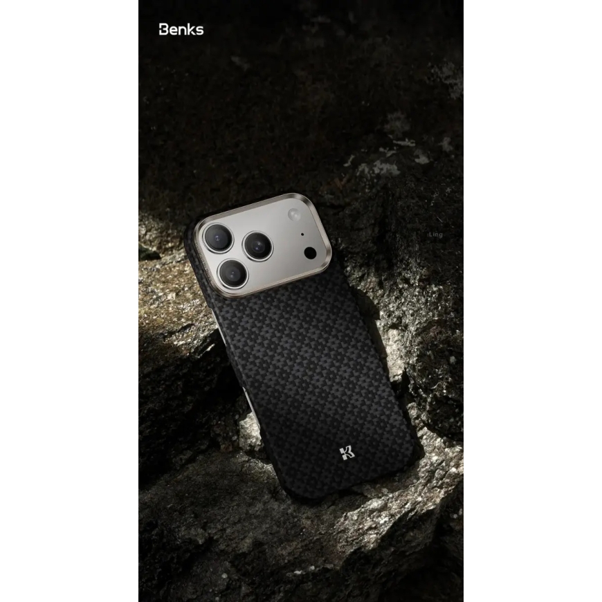 Benks Magnetic Armor Air Armor Grid Kevlar maciņš telefonam iPhone 17 Pro melns – 5