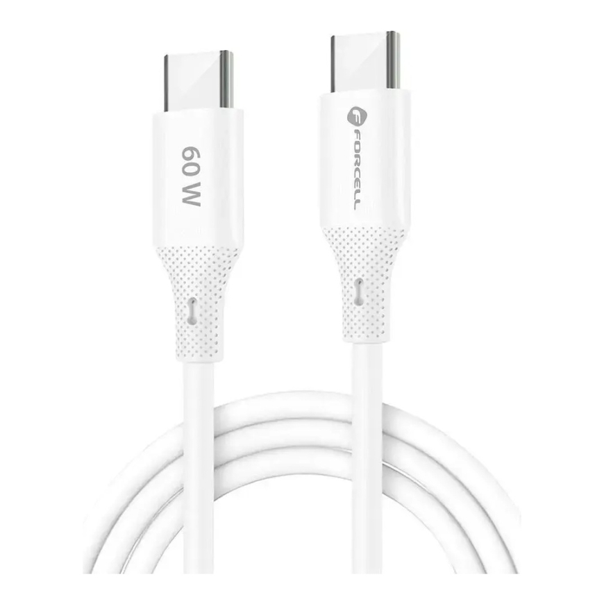 Forcell F-Energy C344 tiedonsiirtokaapeli ja latauskaapeli | USB-C – USB-C | QC 4.0, PD | 60W | 1m | valkoinen – 5