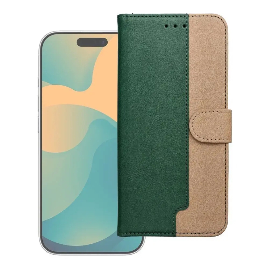 Split Book grāmatveida maciņš telefonam Samsung Galaxy S26 (S942) zaļš zelta krāsā
