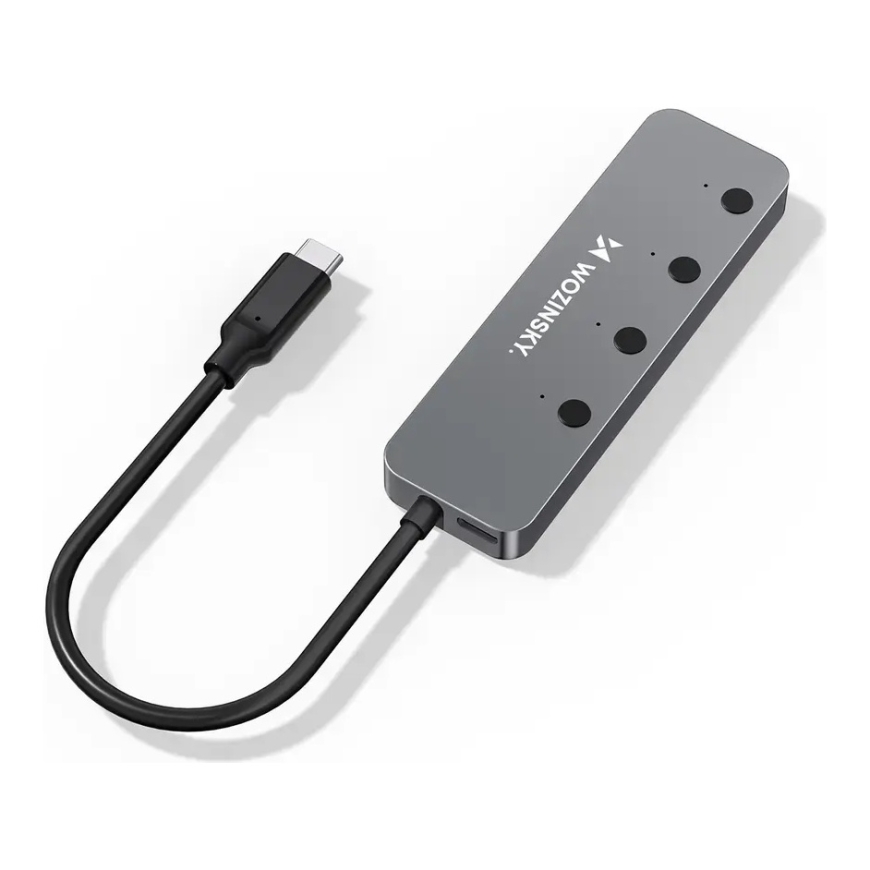 Wozinsky WHS080YSS 4-port hub USB-C:sta 4x USB 3.0:aan | harmaa – 3