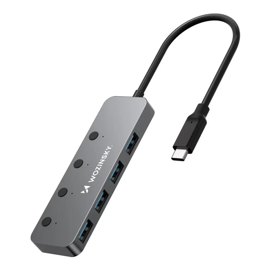 Wozinsky WHS080YSS 4 prievadų šakotuvas USB-C į 4x USB 3.0 | pilkas – 4